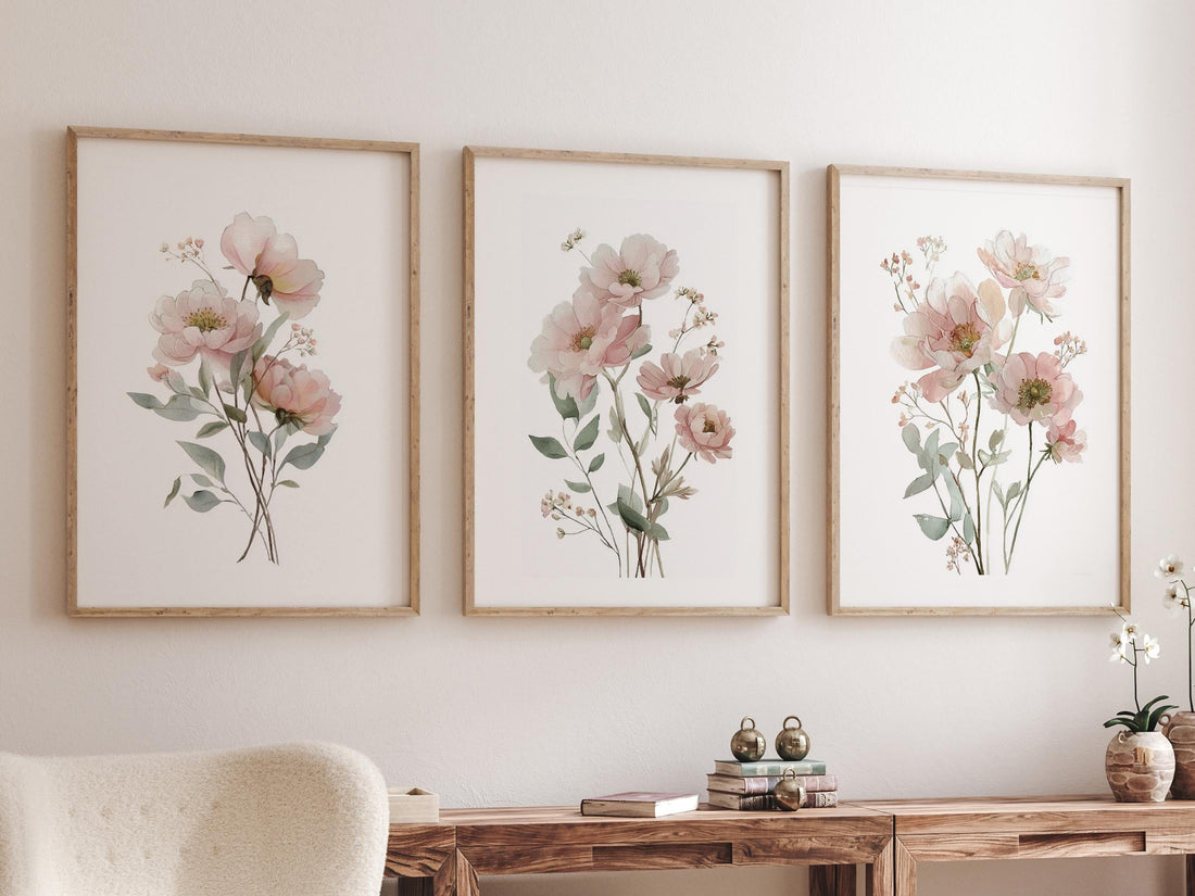 Boho Wildflower Nursery Print: Blush Pink Floral Art