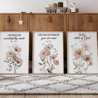 Wildflower Nursery Print: Boho Floral Decor, Bible Verse Art