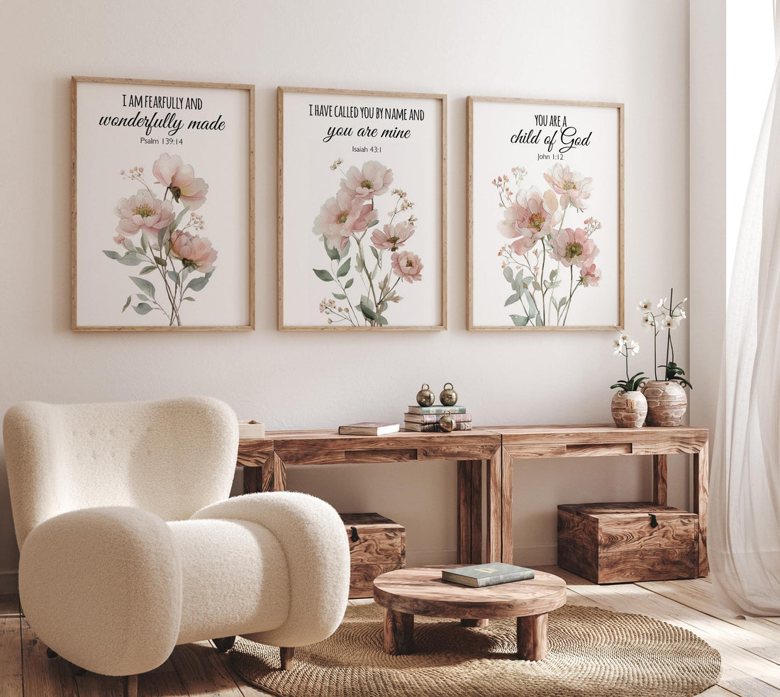 Wildflower Nursery Print: Boho Floral Decor, Bible Verse Art