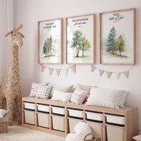 Mountain Nursery Art Print: Forest wall art, Bible Verse Decor