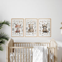 Whimsical nursery prints, Woodland Nursery Wall Art Set of 3