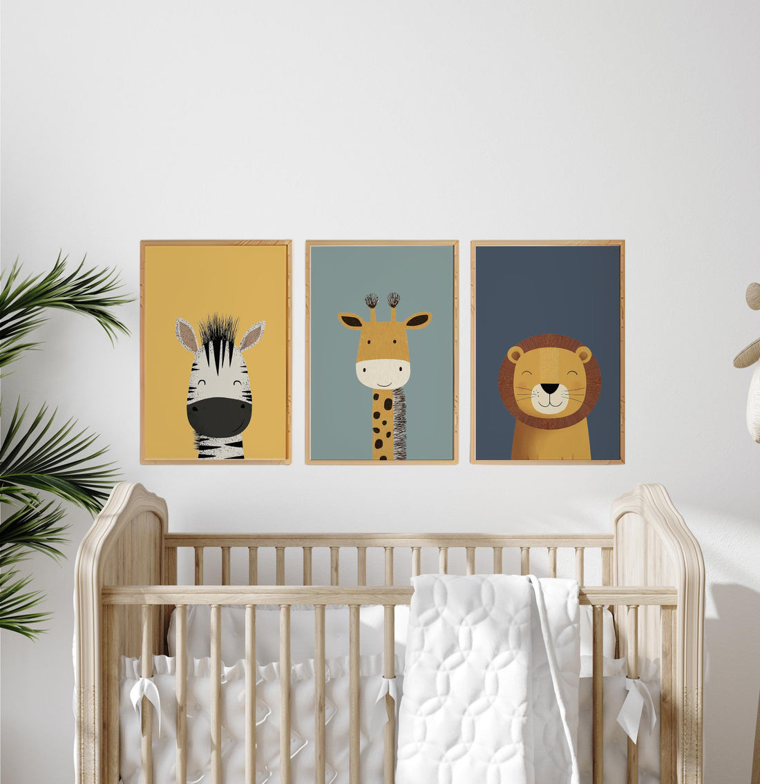 Safari Animal Nursery Prints: Boho Jungle Art, Set of 3