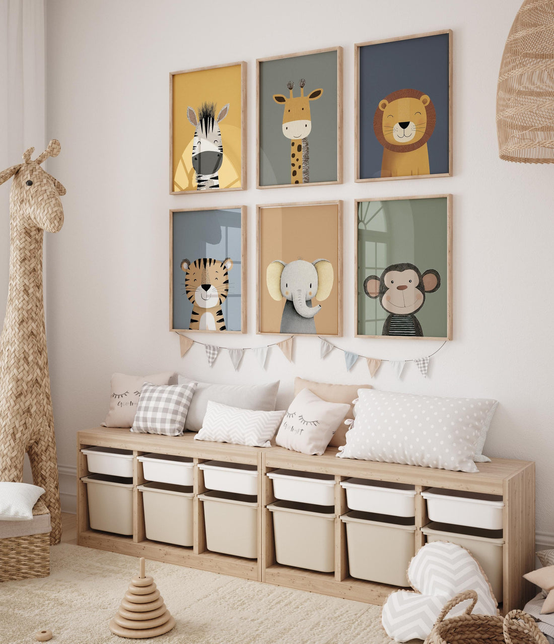 Safari Animal Nursery Prints: Boho Jungle Art