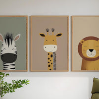 Safari Animal Nursery Prints, Boho Jungle Art, Set of 3