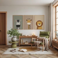 Safari Animal Nursery Prints, Boho Jungle Art, Set of 3