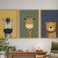 Safari Animal Nursery Prints: Boho Jungle Art, Set of 3