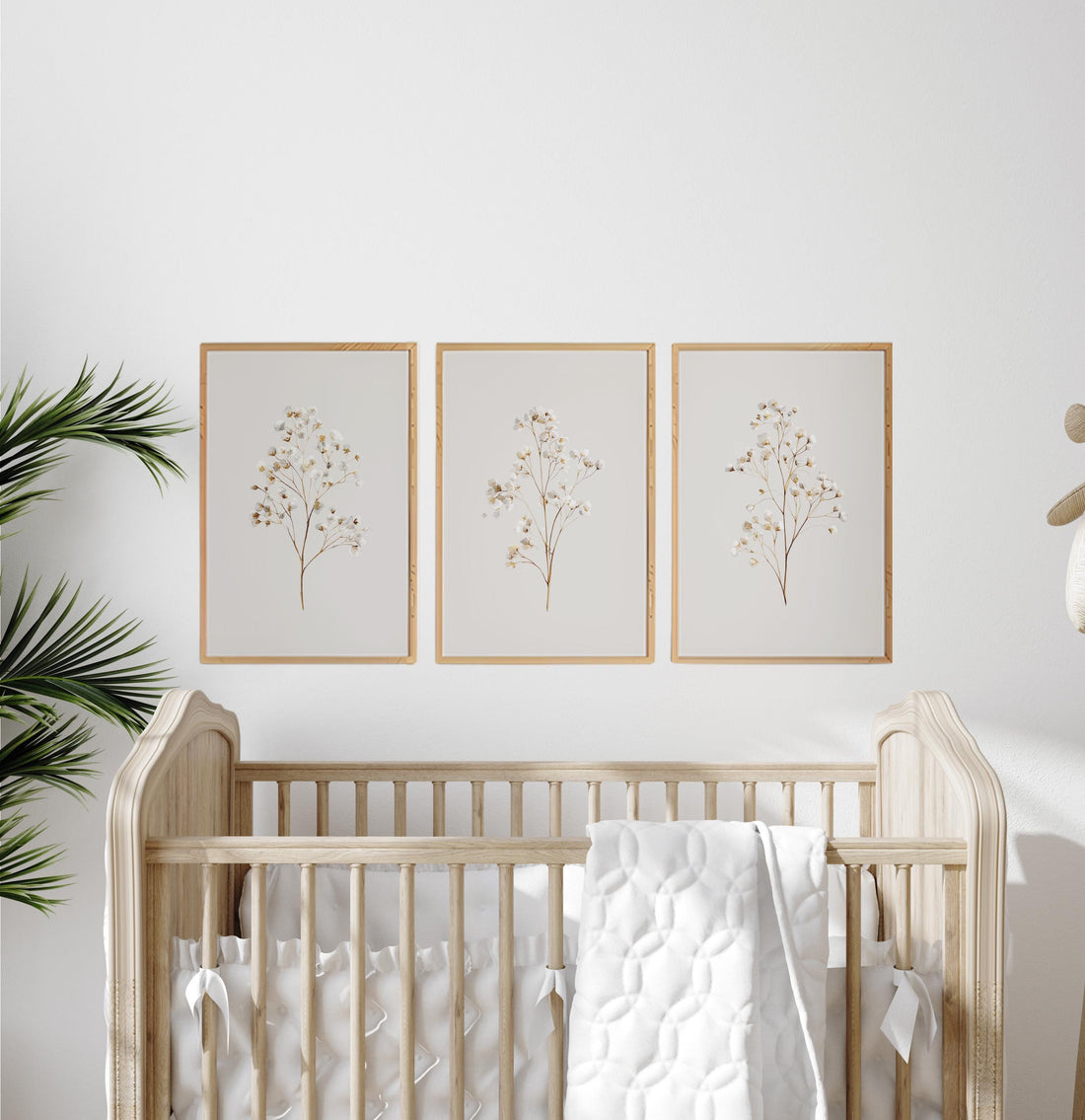 Beige Botanical Line Art Print Set: Minimalist Floral Wall Decor