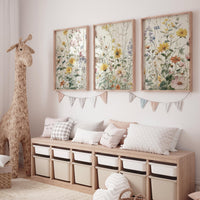 Wildflower Nursery Wall Art Set of 3, Botanical Floral Prints