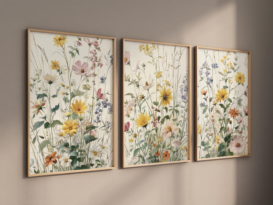 Wildflower Nursery Wall Art Set of 3, Botanical Floral Prints