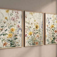 Wildflower Nursery Wall Art Set of 3, Botanical Floral Prints