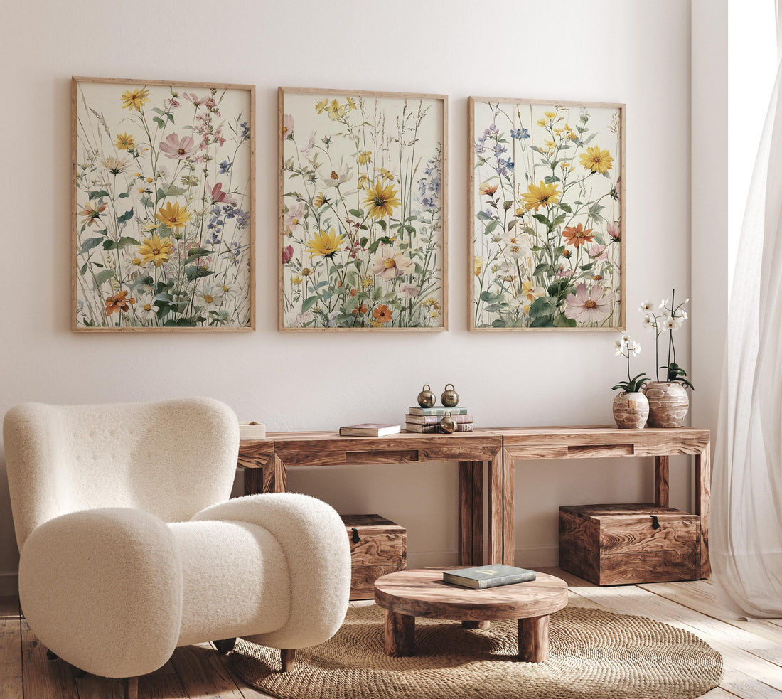 Wildflower Nursery Wall Art Set of 3, Botanical Floral Prints