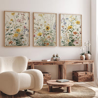 Wildflower Nursery Wall Art Set of 3, Botanical Floral Prints