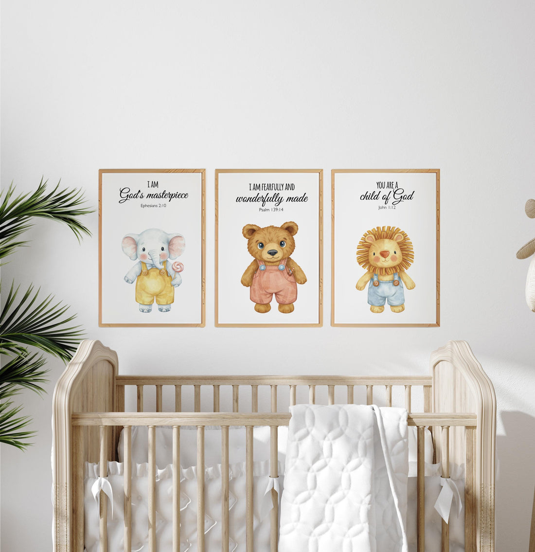 Safari Nursery Wall Art Set of 3, Bear Elephant Lion Prints