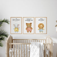 Safari Nursery Wall Art Set of 3, Bear Elephant Lion Prints
