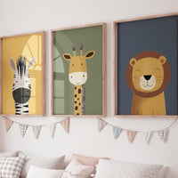 Safari Animal Nursery Prints: Boho Jungle Art, Set of 3