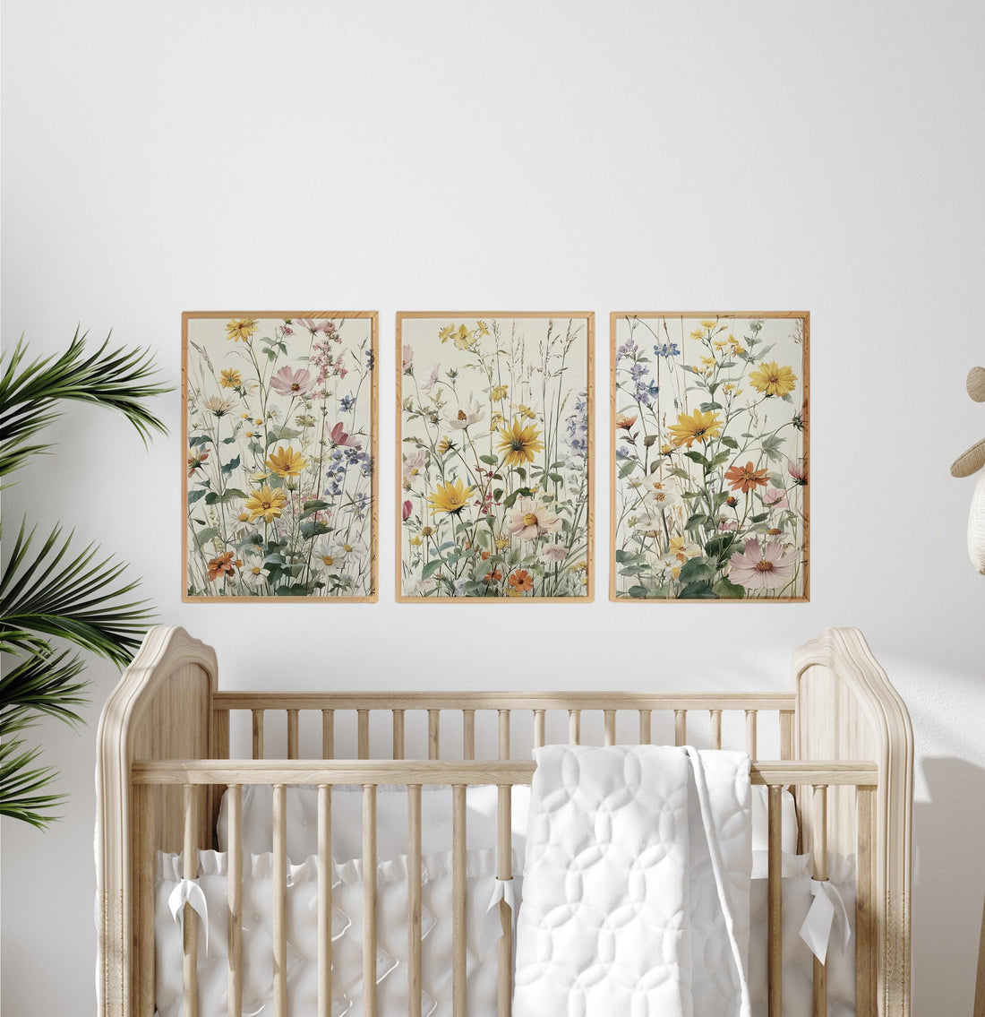 Wildflower Nursery Wall Art Set of 3, Botanical Floral Prints
