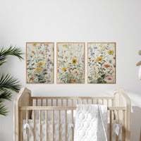 Wildflower Nursery Wall Art Set of 3, Botanical Floral Prints