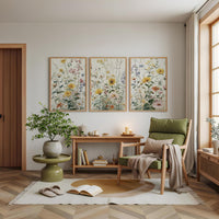 Wildflower Nursery Wall Art Set of 3, Botanical Floral Prints