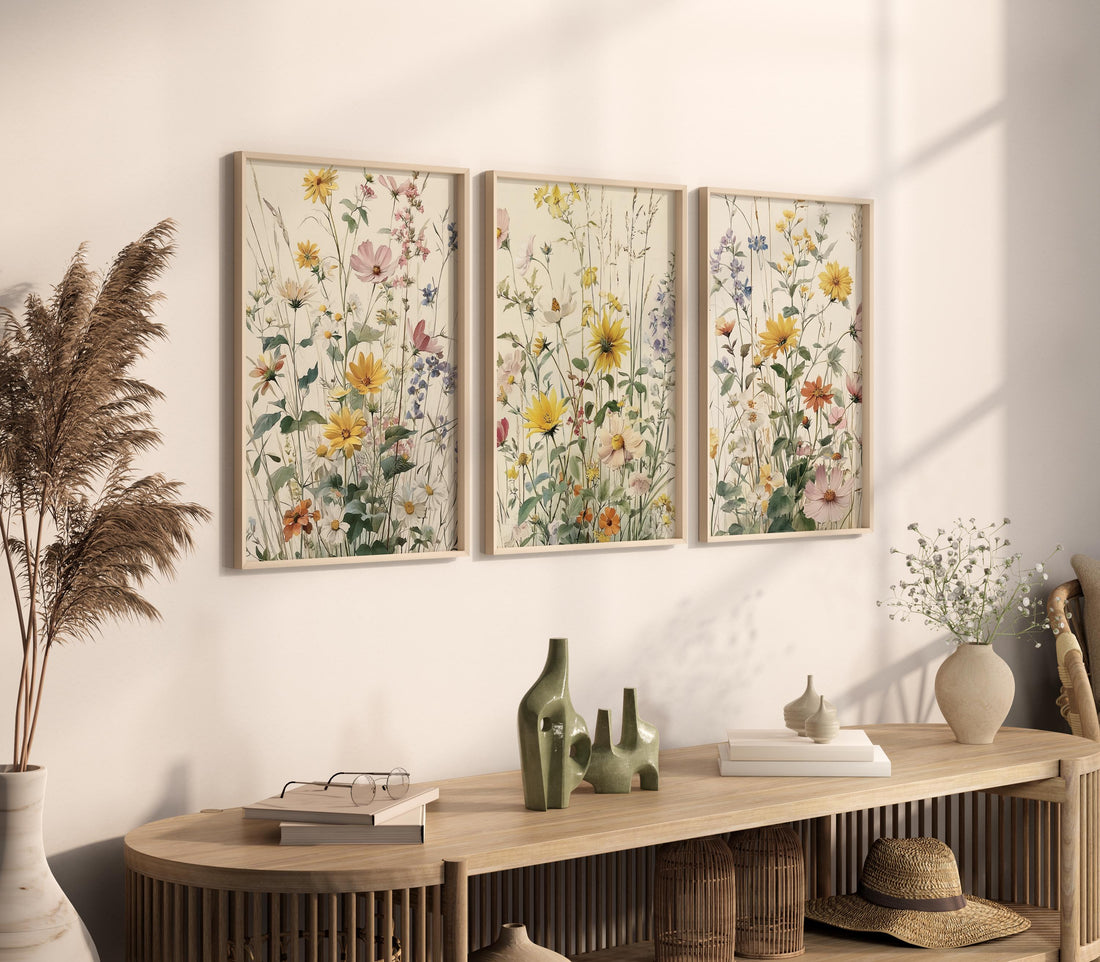 Wildflower Nursery Wall Art Set of 3, Botanical Floral Prints