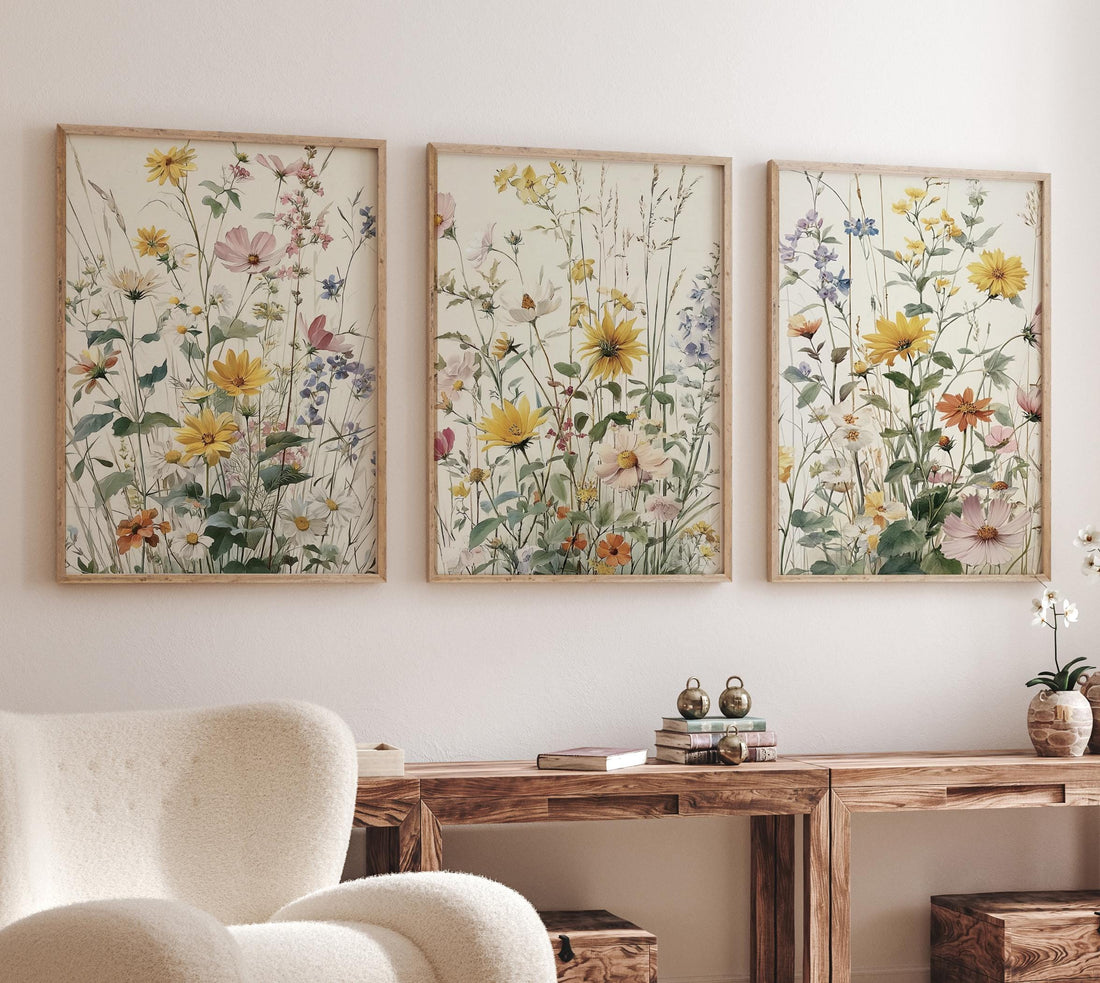 Wildflower Nursery Wall Art Set of 3, Botanical Floral Prints