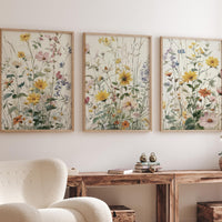 Wildflower Nursery Wall Art Set of 3, Botanical Floral Prints