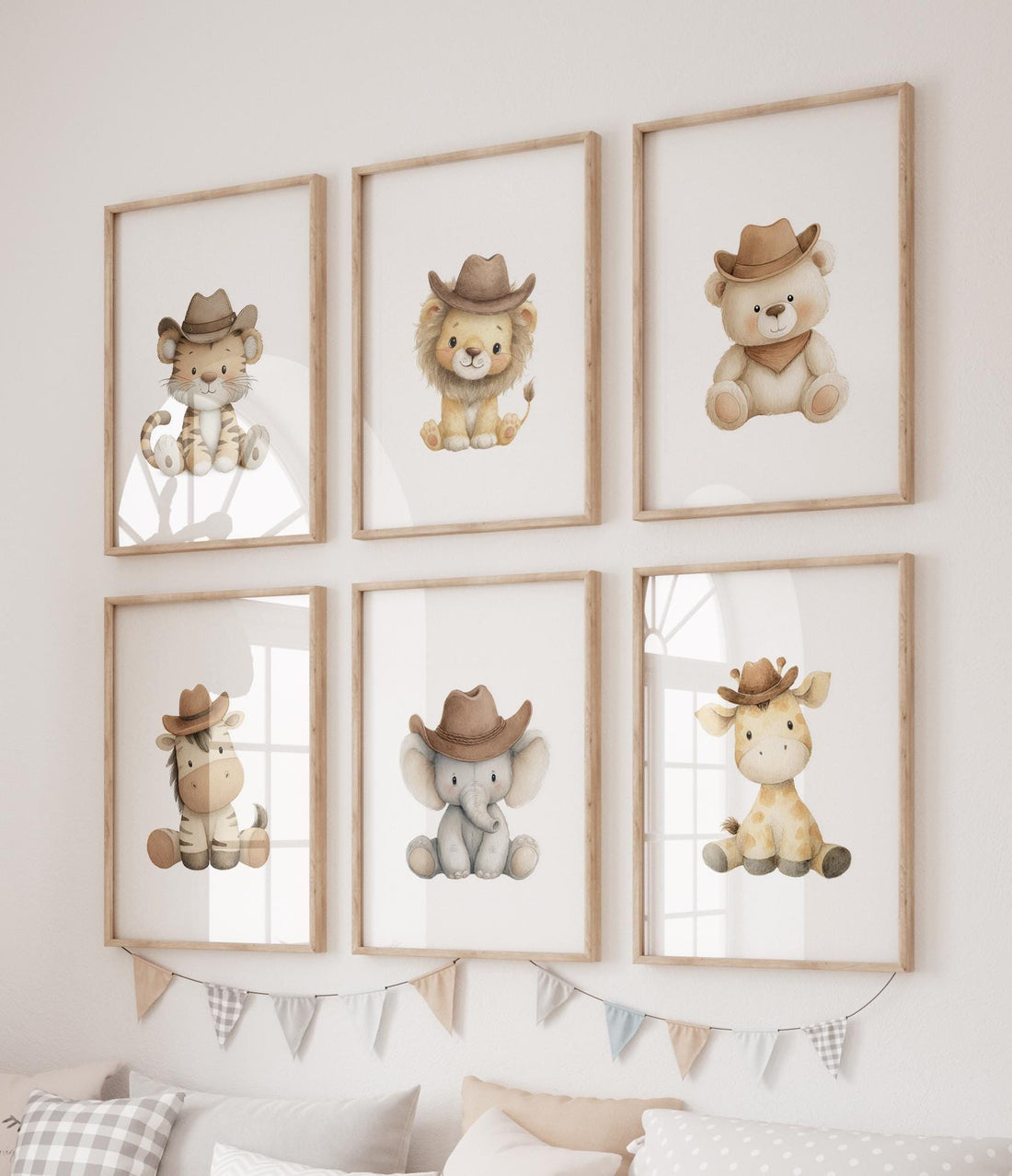 Cowboy Nursery Wall Art Set of 6, Western Animal Prints