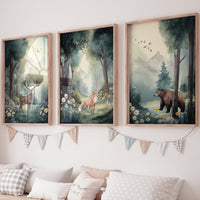 Woodland Nursery Art: Whimsical Animals Print, forest animals