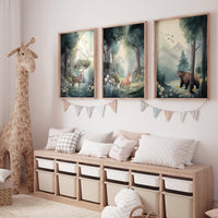 Woodland Nursery Art: Whimsical Animals Print, forest animals