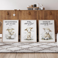 Lamb Bible Verse Nursery Wall Art Set of 3