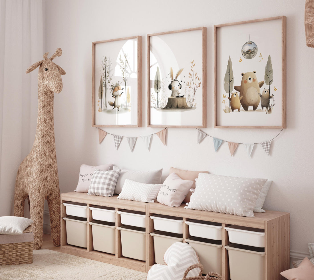 Woodland Animal Nursery Wall Art Set of 3, Forest Nursery Decor
