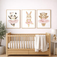 Ballerina Animal Nursery Prints: Ballet Bear, Bunny, Panda