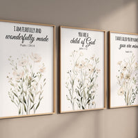 Christian Nursery Wall Art Set of 3, Bible Verse Nursery Prints