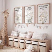 Christian Nursery Wall Art Set of 3, Bible Verse Nursery Prints