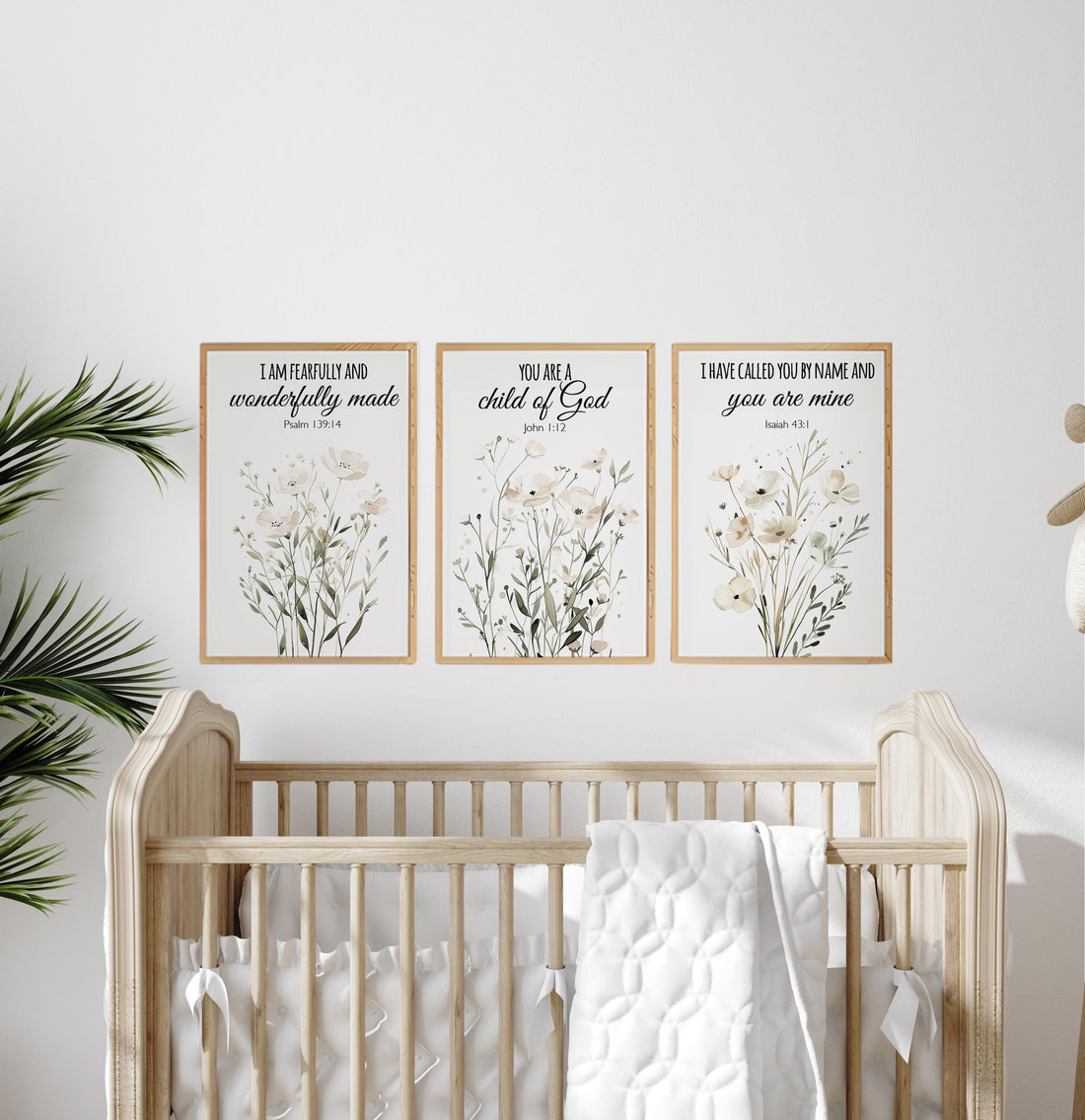 Christian Nursery Wall Art Set of 3, Bible Verse Nursery Prints