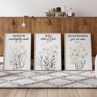 Christian Nursery Wall Art Set of 3, Bible Verse Nursery Prints