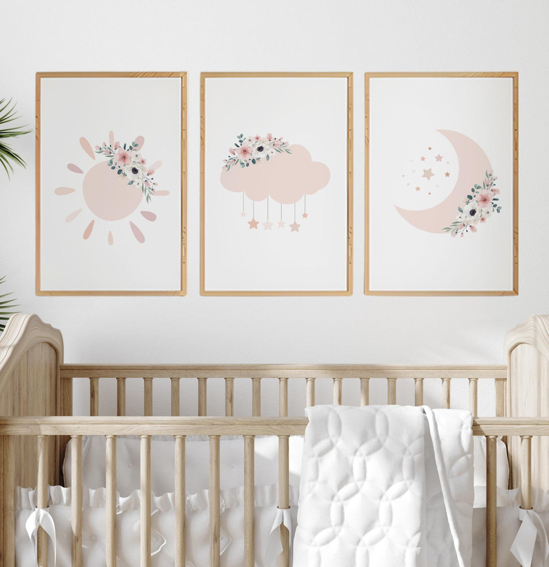 Blush Pink Nursery Prints: Moon, Star, Cloud Decor