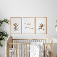 Neutral Bear Nursery Wall Art Set, You Are So Loved Print, Teddy Bear