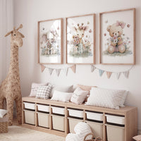 Flower Animals Nursery Art Prints: Baby Room Decor