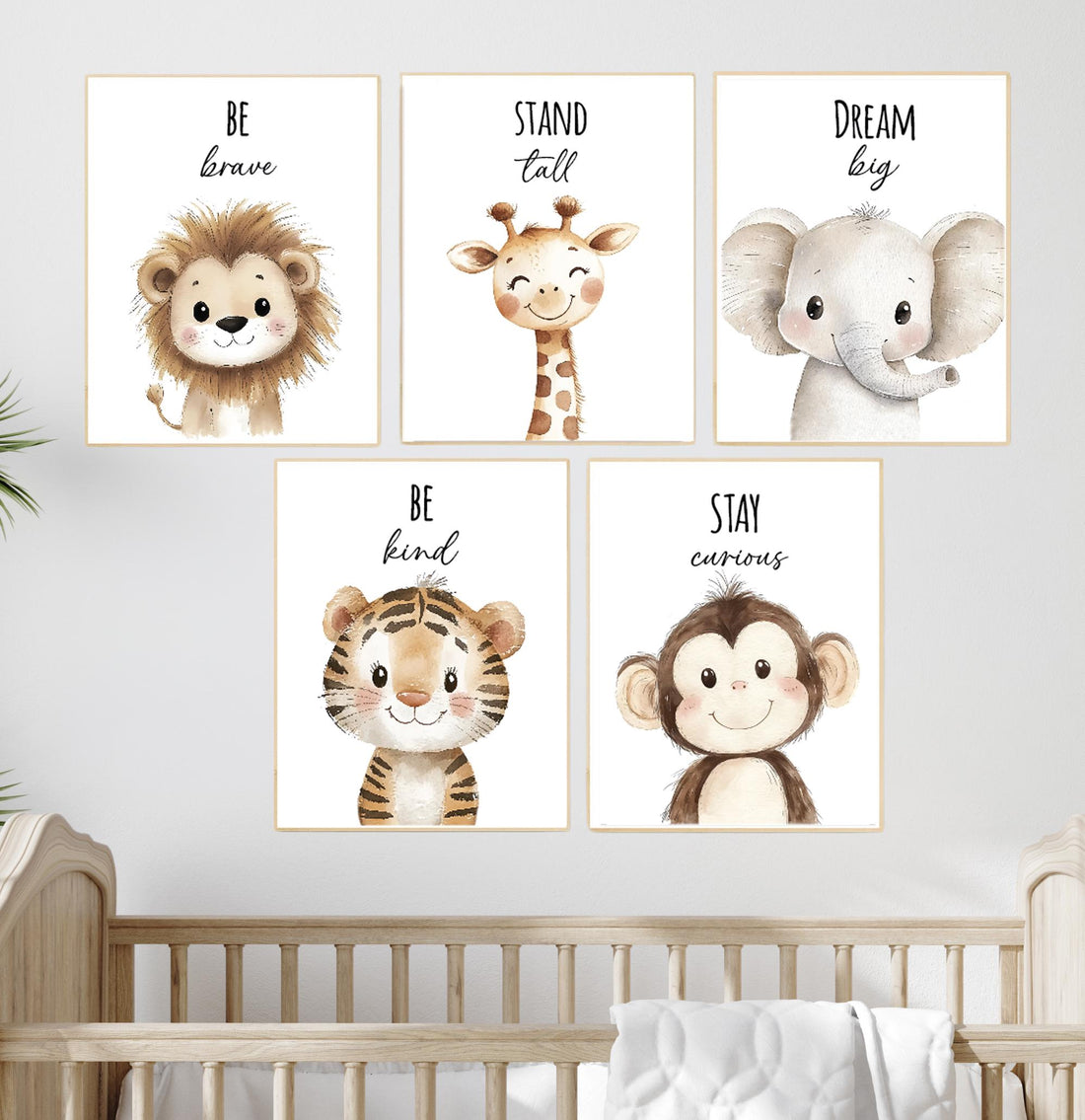 Safari Animal Nursery Prints: Watercolor Jungle Animals, Set of 5