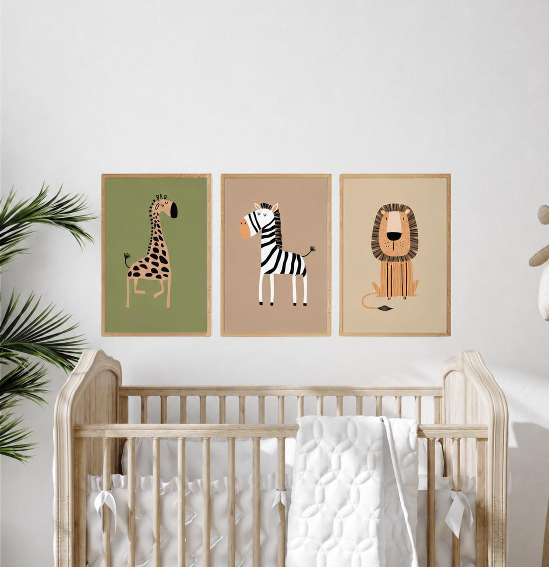 Safari Animal Nursery Prints, Boho Jungle Art, Set of 3