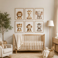 Safari Animal Nursery Prints: Watercolor Jungle Animals, Set of 6