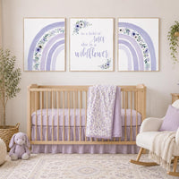 Purple Rainbow Nursery Art: Floral Girls Room Decor Print