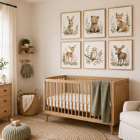 Woodland Nursery Wall Art Set of 6, Forest Animal Prints, Bear Bunny Fox Deer