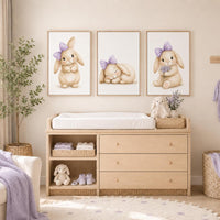 Bunny Floral Watercolor Nursery Print: Girl's Room Wall Art