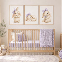 Bunny Floral Watercolor Nursery Print: Girl's Room Wall Art