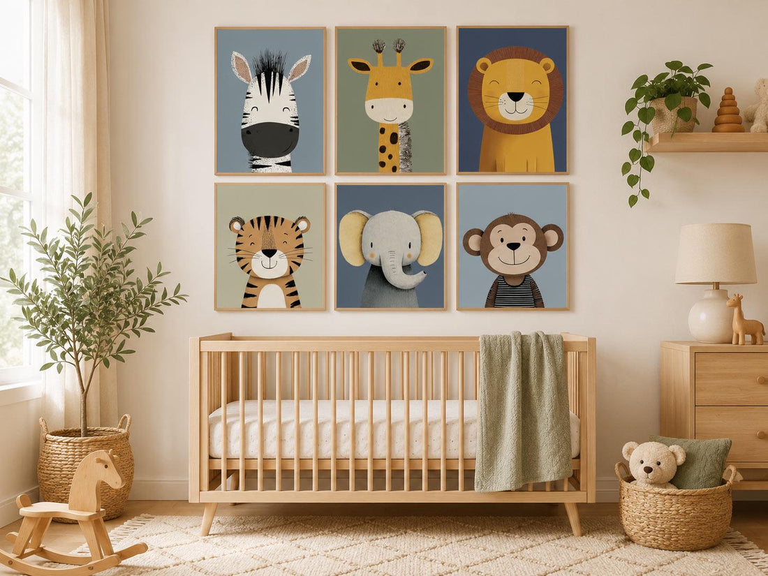Safari Animal Nursery Prints: Boho Jungle Art