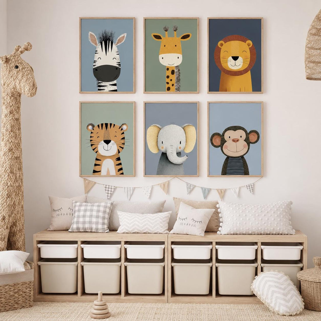Safari Animal Nursery Prints: Boho Jungle Art