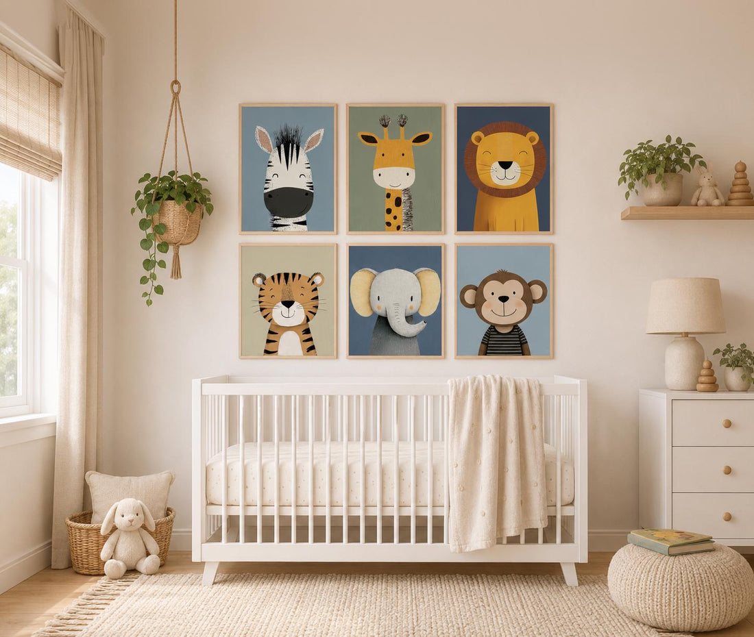 Safari Animal Nursery Prints: Boho Jungle Art