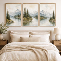 Forest Nursery Wall Art Set of 3, Woodland Landscape Prints, Green Nursery