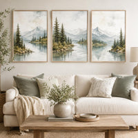 Forest Nursery Wall Art Set of 3, Woodland Landscape Prints, Green Nursery